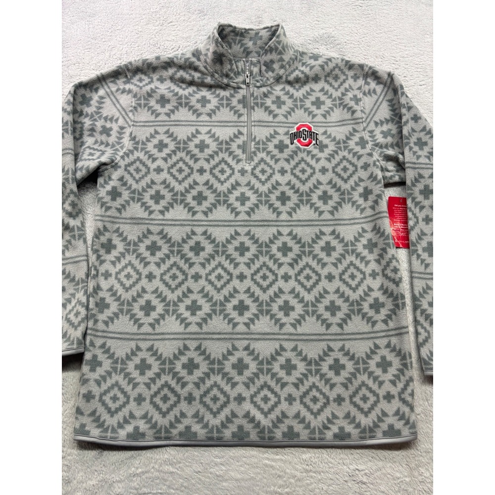 New Ohio State Buckeyes Aztec Fleece Quarter Zip Pullover Mens Large